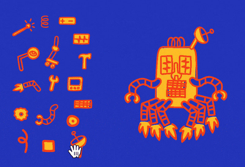 A drag and drop robot builder