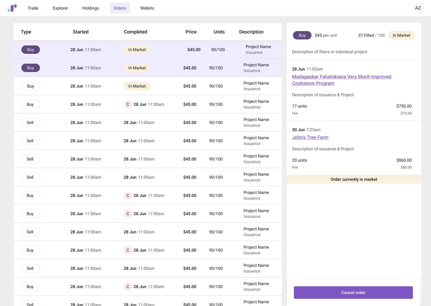 Detailed transition history views