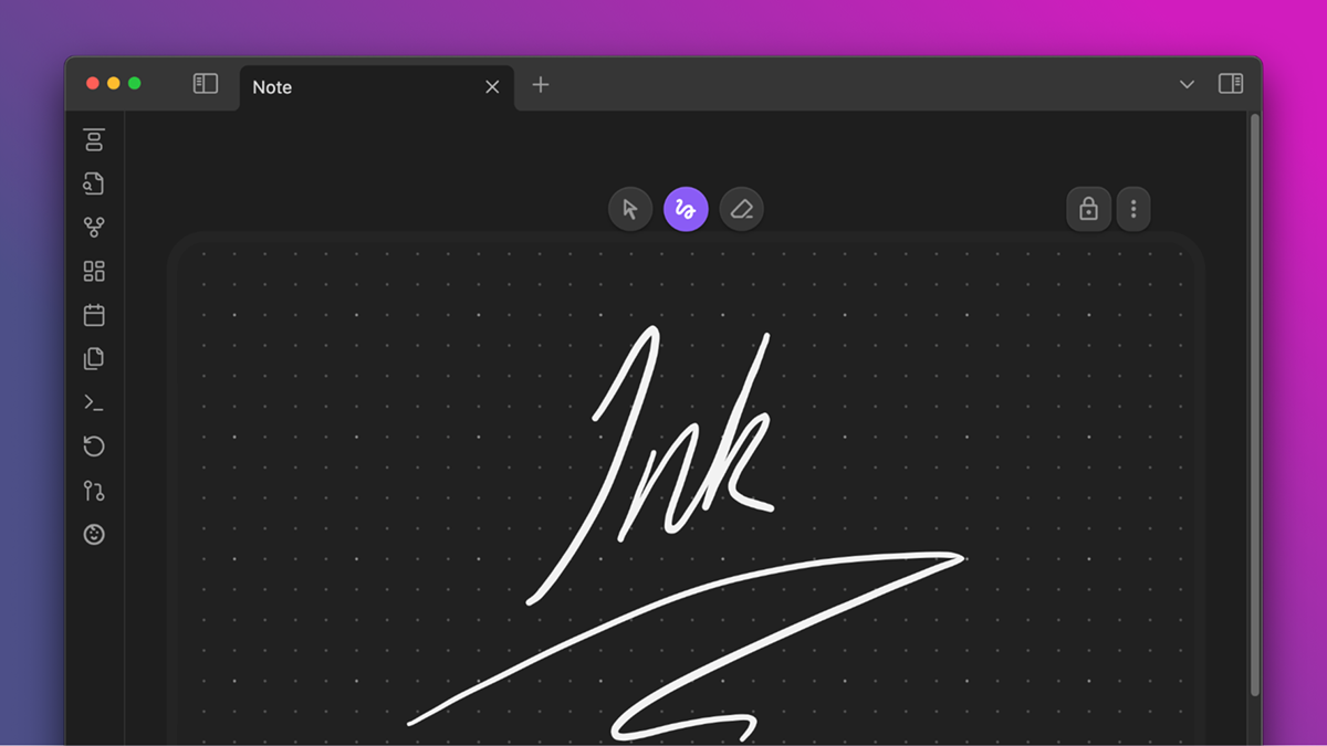 Inline handwriting and sketching between paragraphs in Markdown notes